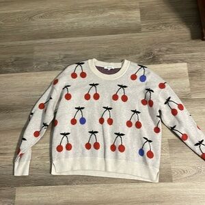 Cherry Jacquard Pullover Sweater size small. Never worn
